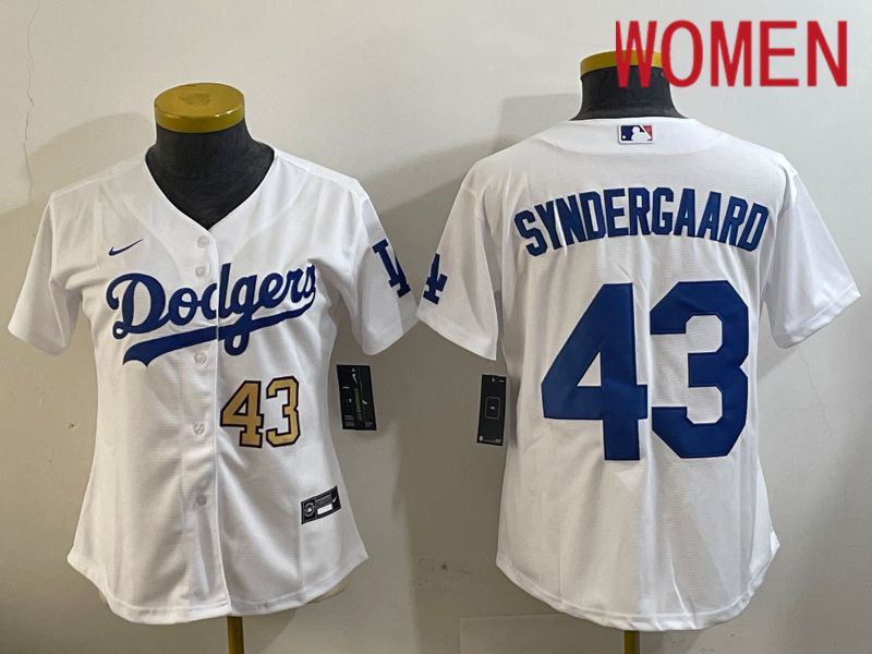 Women Los Angeles Dodgers #43 Syndergaard White Game 2024 Nike MLB Jersey style 11203
